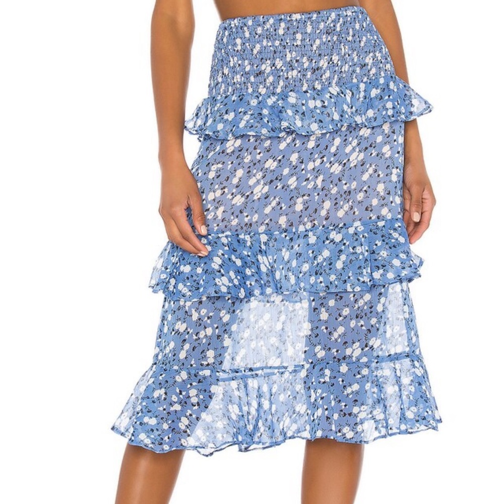 Majorelle Everly Midi Skirt in Blue Ditsy